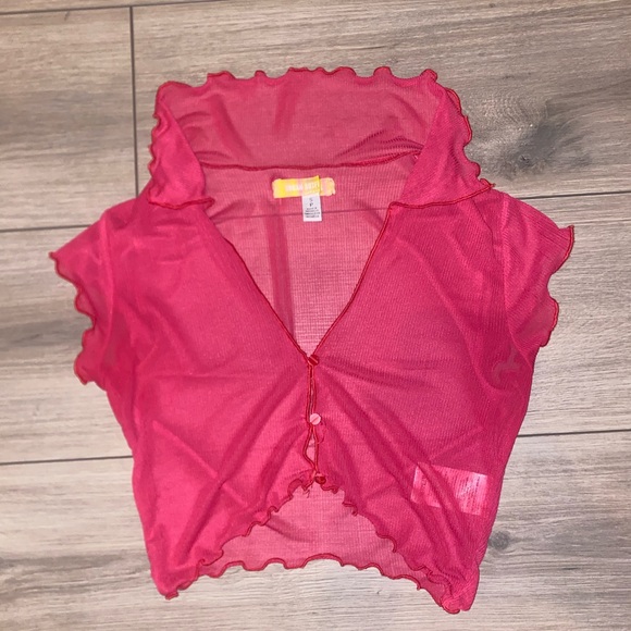 urban outfitters pink mesh top - Picture 2 of 2